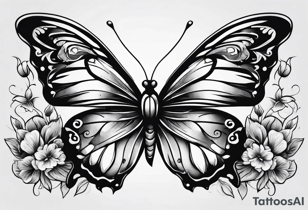 Butterflies and knife tattoo idea