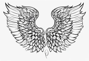 Detailed feathered angel wings tattoo idea