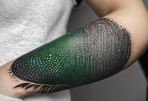 abstract, green and black, covered from wrist to forearm, fully covered, no borders, blackwork tattoo idea