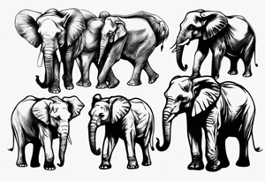 4 elephants family tattoo idea