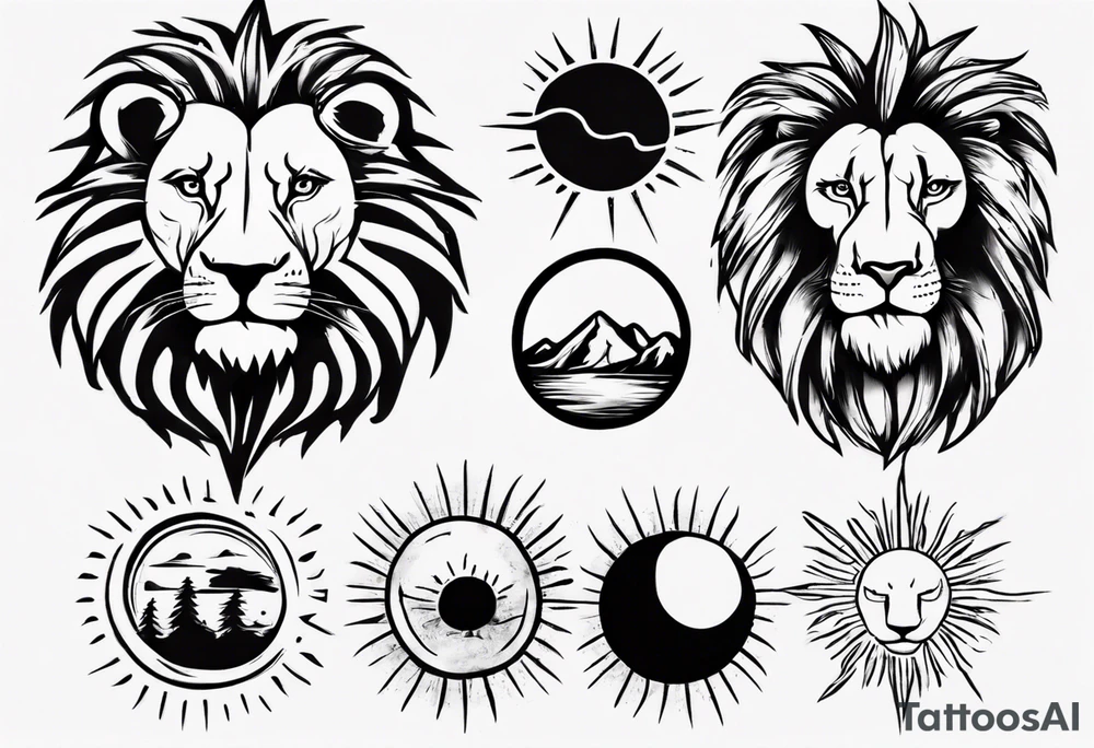 Lion in the sun tattoo idea