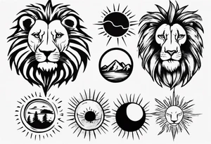 Lion in the sun tattoo idea