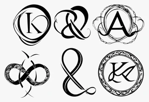 Infinity sign through thick and thin with a heart and the letters A and K tattoo idea