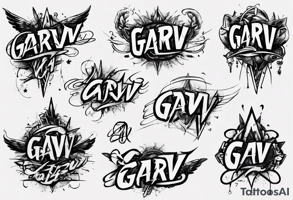 The word GARV as a handwritten signature tattoo idea
