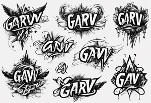 The word GARV as a handwritten signature tattoo idea