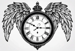 key wings clock leaves tattoo idea