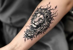 Lioness and lotus flower tattoo idea