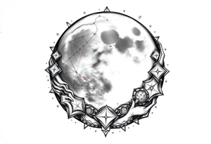 celestial moon and moonlight 
embrace with constellation patterns tattoo idea