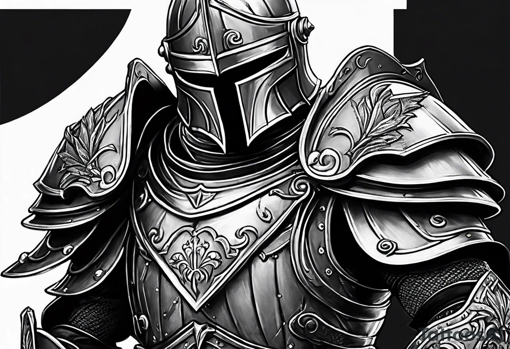 knight in heavy armor full body with clock tattoo idea