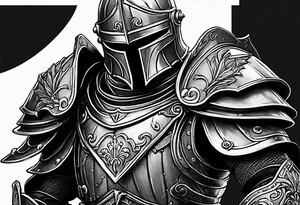 knight in heavy armor full body with clock tattoo idea