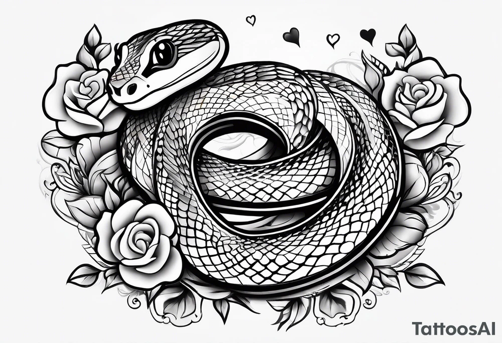 A cute snake with hearts. tattoo idea