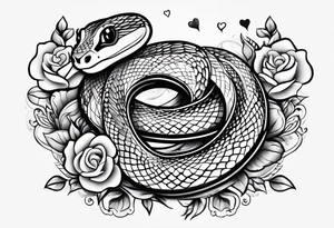 A cute snake with hearts. tattoo idea