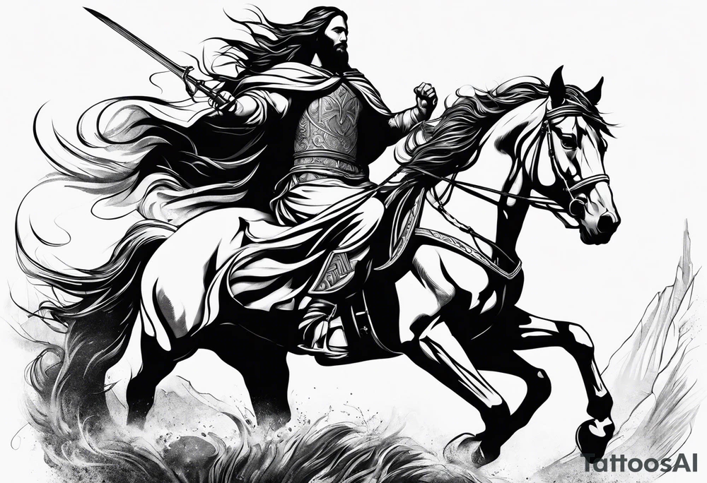 Warrior Jesus on a horse tattoo idea