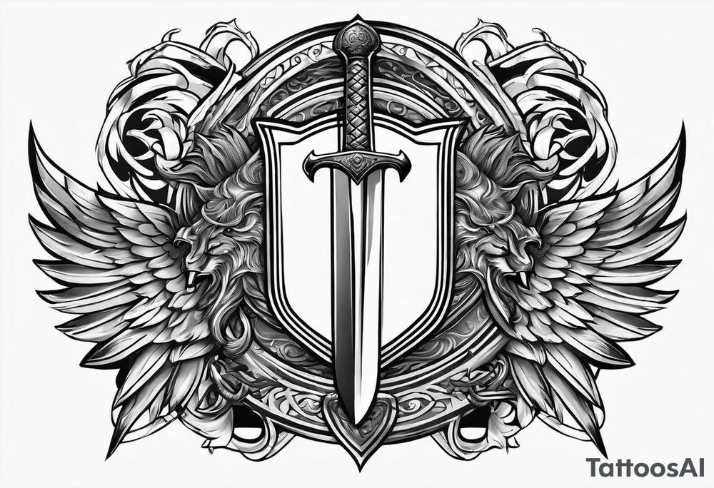 Valhalla sword shield banner tattoo idea