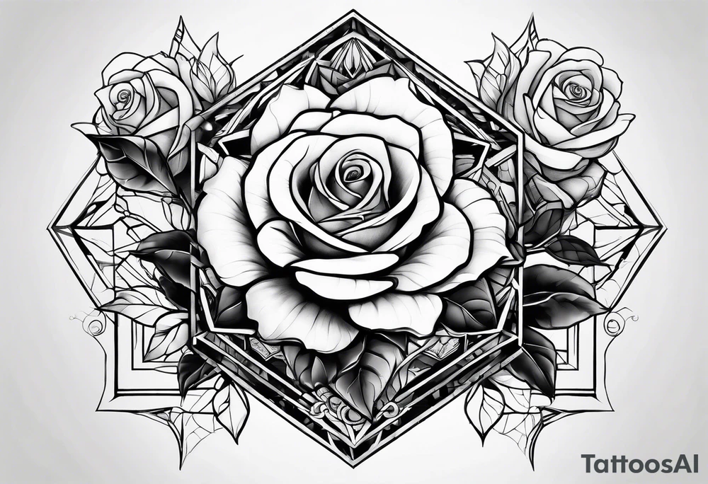 Tesseract with roses tattoo idea