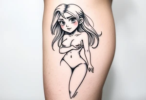 Naked cartoon girl large tattoo idea