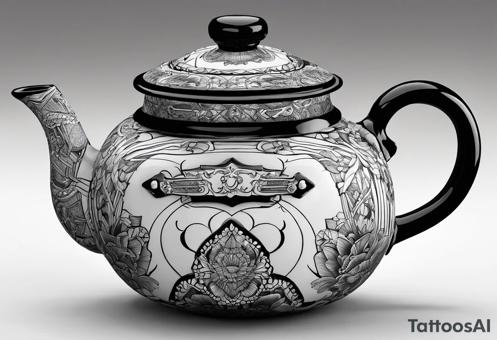 Teapot with 3-d cube tattoo idea