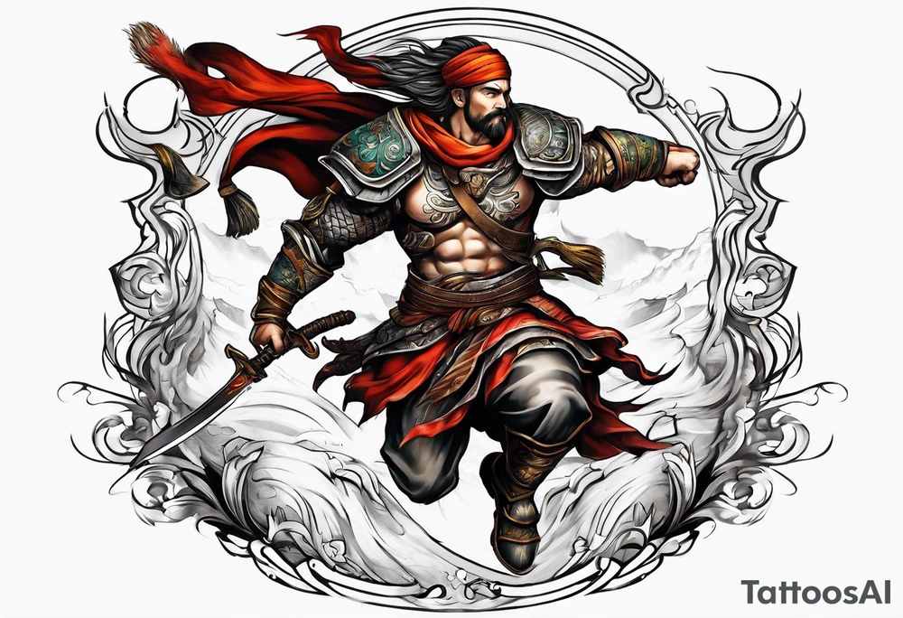 leaping warrior tattoo idea