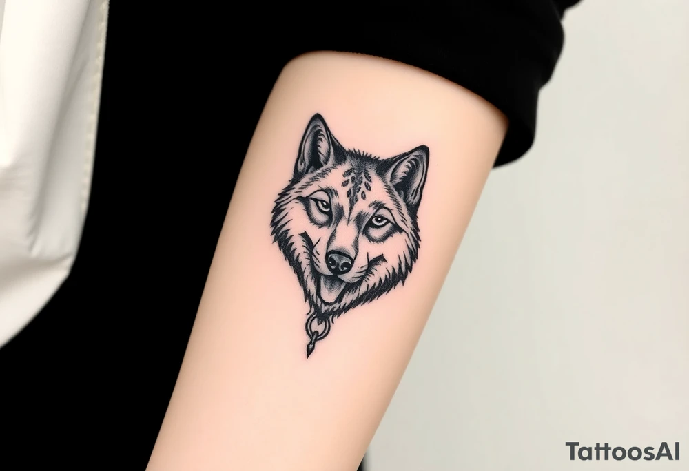 wolf head looking straight forward tattoo idea