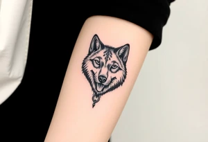 wolf head looking straight forward tattoo idea