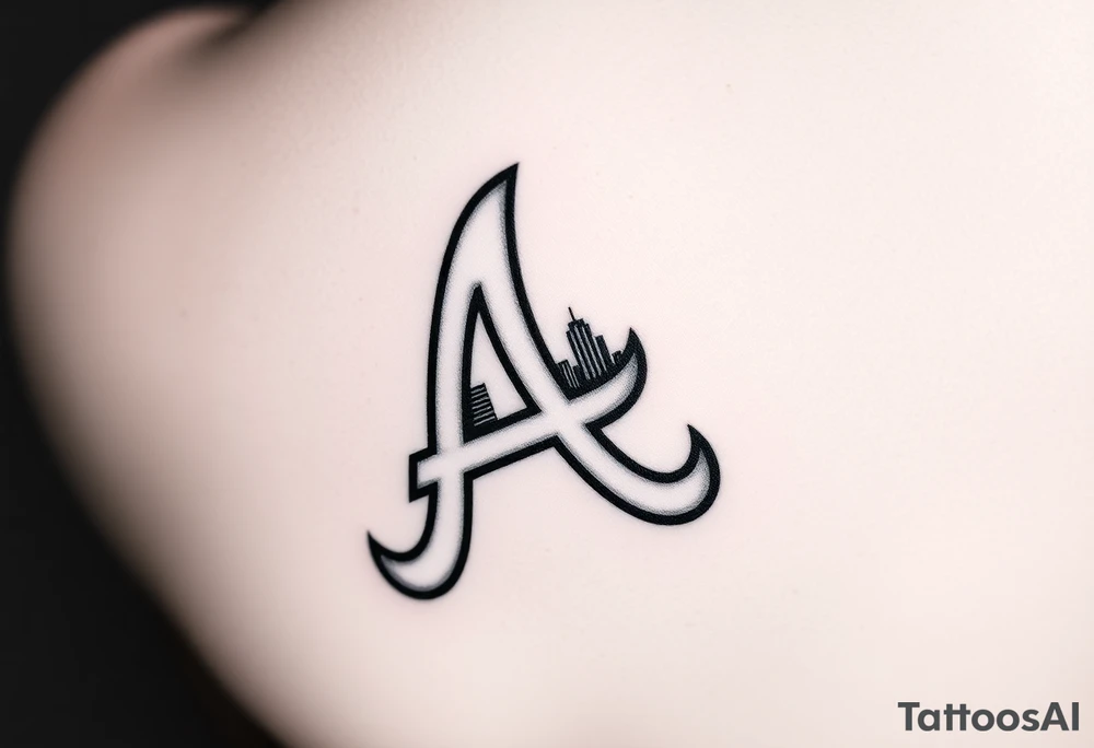Atlanta Braves letter logo “A” with 3D skyline incorporated in the letter tattoo idea