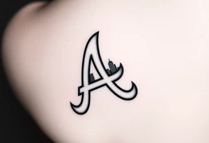 Atlanta Braves letter logo “A” with 3D skyline incorporated in the letter tattoo idea
