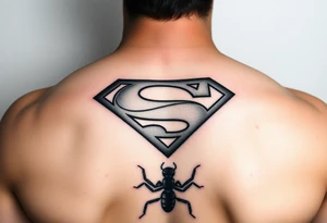 superman logo on a black ants back tattoo idea