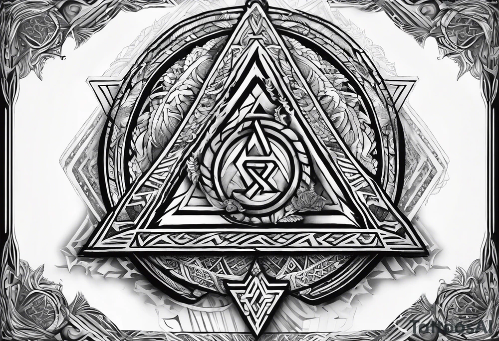 Valhalla  sword shield axe Valknut fog tattoo idea