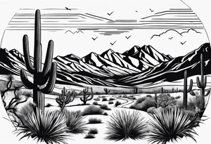 arizona desert with mountains tattoo idea
