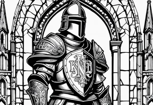 knight with heavy armor with Notre Dame tattoo idea