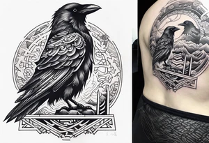 Ancient ruins crow tattoo idea