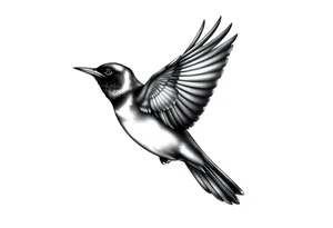 Male European Blackbird flying side profile tattoo idea tattoo idea