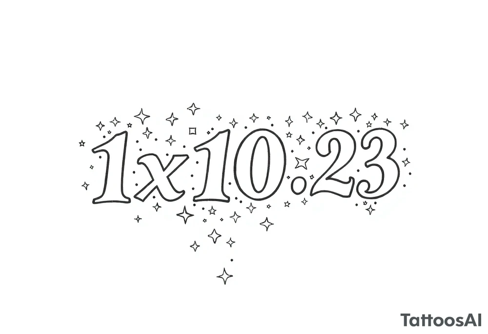 1x10^23 surrounded by cascade of stars and moon tattoo idea