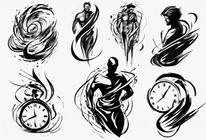 Brush stroke drawing a man and time tattoo idea