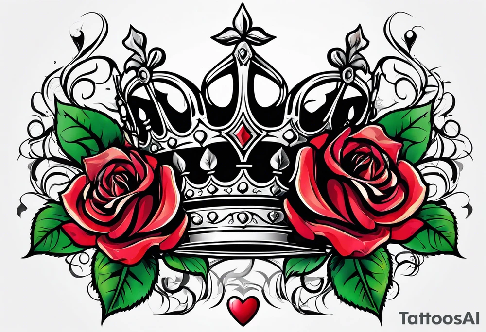the rose queen's crown with a heart tattoo idea