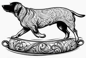 Outline of sausage dog running tattoo idea