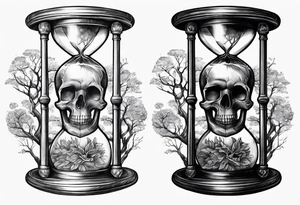 Hourglass with skull and tree inside tattoo idea