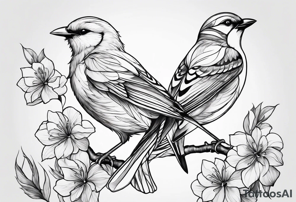outline of two birds tattoo idea