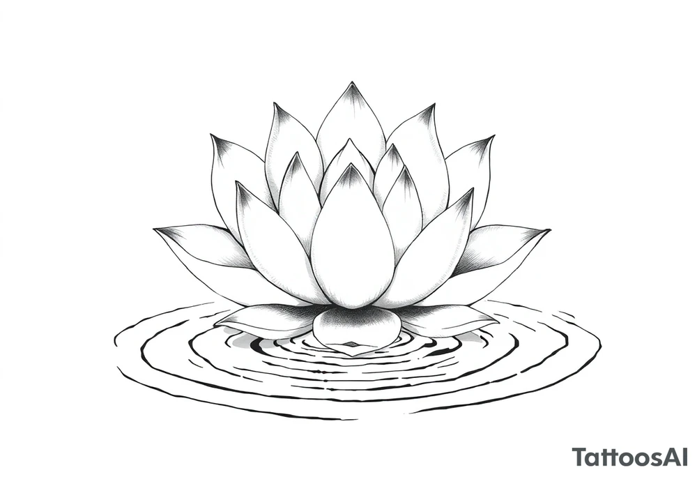 serene lotus flower emerging from sacred waters with ripples tattoo idea