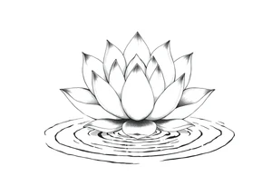 serene lotus flower emerging from sacred waters with ripples tattoo idea
