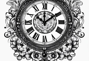 Past and present, timeless clock, rosary tattoo idea