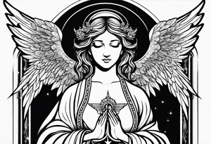 Angel with prayer hands tattoo idea
