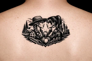 Black Country Mas presenting Girl from farmlands of North Florida to Black Mas presenting City girl of Metro Atlanta tattoo idea