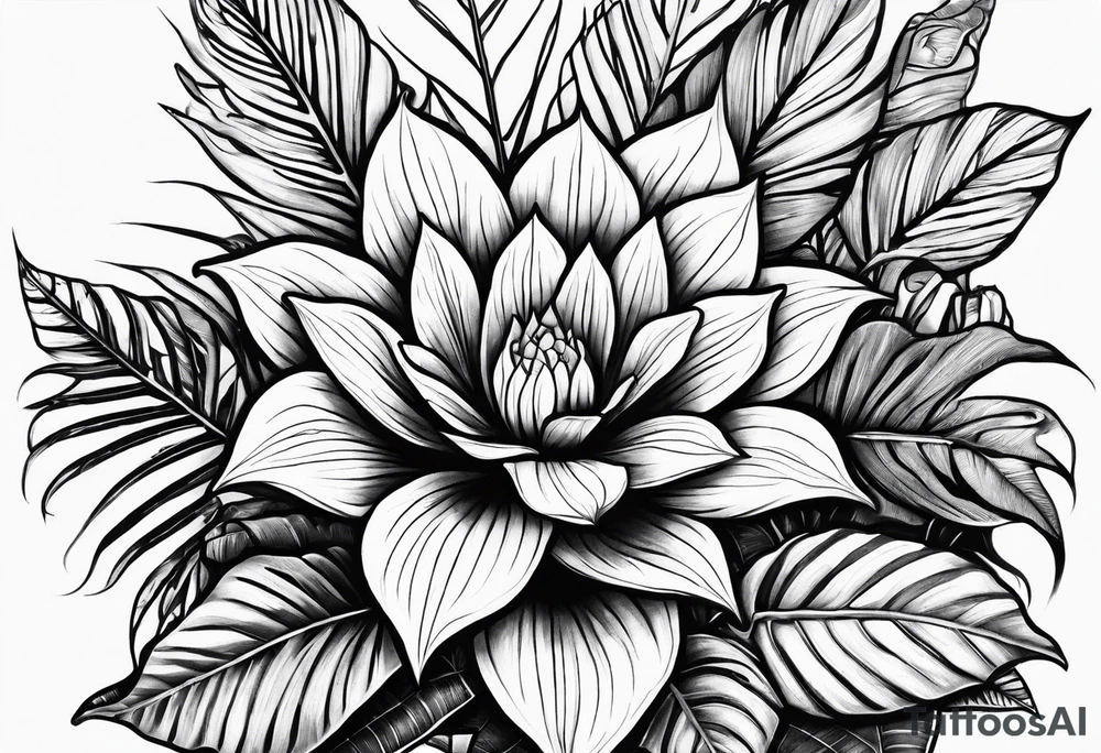 Alocasia zebrina and mother ayahuasca tattoo idea