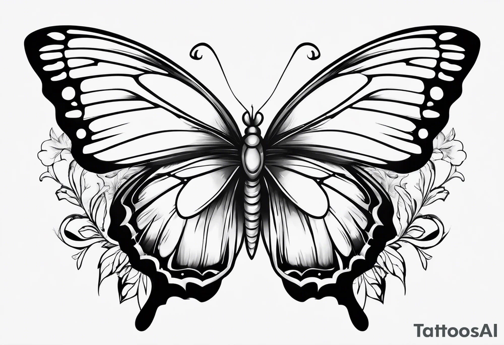 Butterfly but with portrait on 1 wing tattoo idea