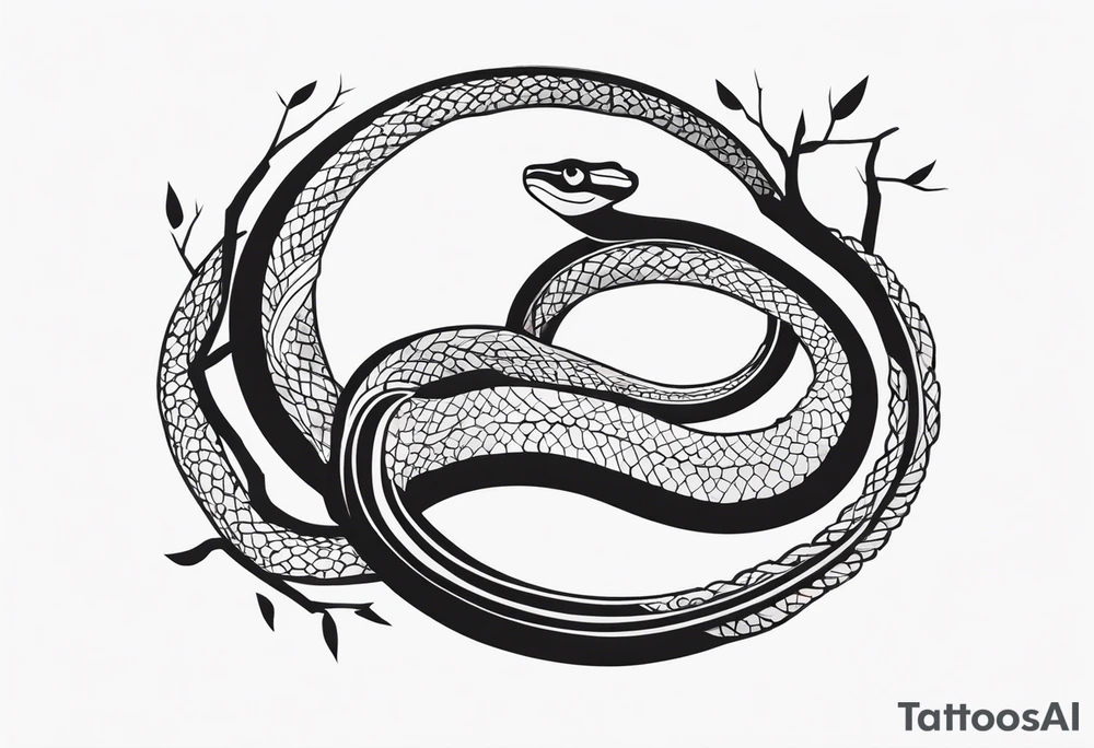 snake coiled around a branch tattoo idea