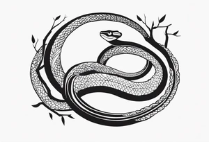 snake coiled around a branch tattoo idea