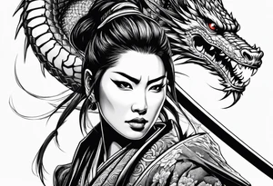 woman samurai with a dragon tattoo idea