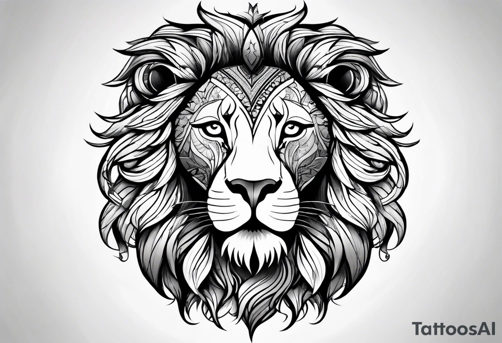 Lion in ornament tattoo idea