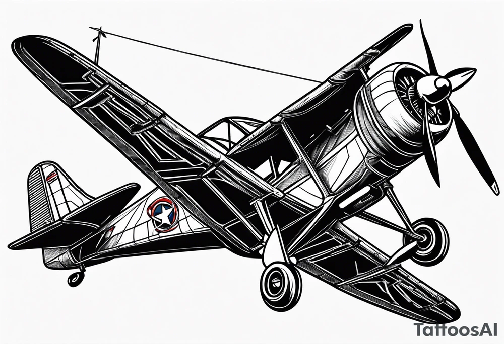 sketch of adventure plane in perspective from the bottom tattoo idea